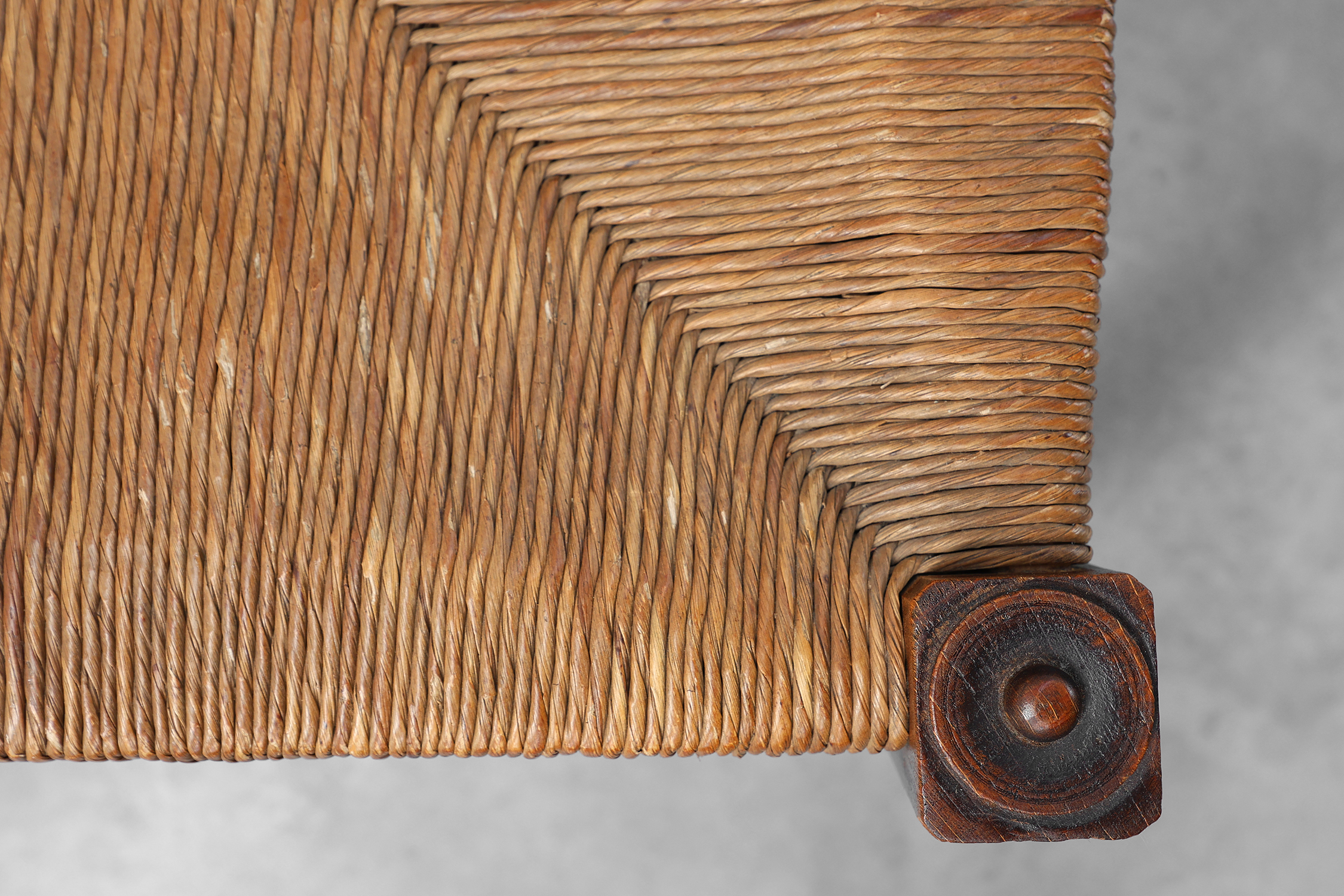 Rustic Oak Ladder-Back Chair with Rush Seat and Cabriole Front Legs, France, circa 1900thumbnail